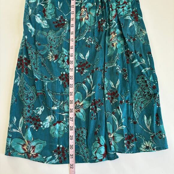 Band of the Free Celene Deep Teal Boho Floral Layered Midi Skirt Women’s Size XS - Picture 5 of 8